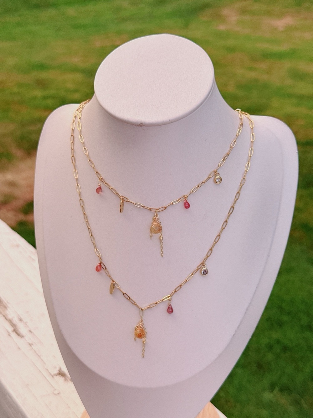 26X486 Handmade Citrine Spinel Stainless Steel Necklace 16+2โ - Picture 3 of 8
